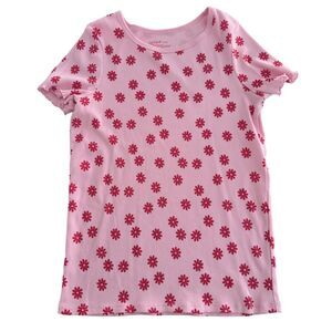 Cat & Jack Girls Pink Daisy Ribbed Tee Size XL 14 Pre-Owned